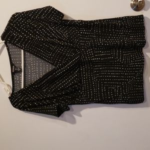 George Black Top With White Polka Dots Size L